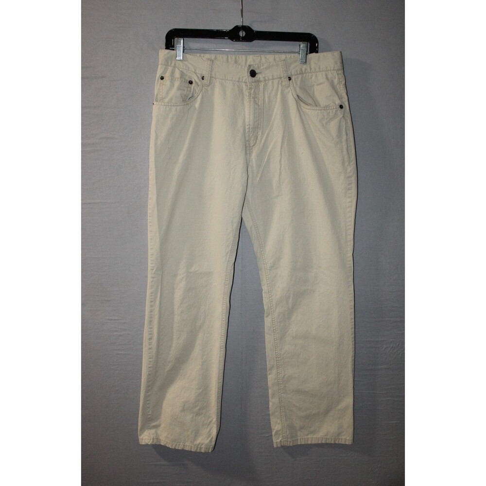 Perry Ellis Portofolio Ribber Pants Mens 33/30 Beige Flat Front Pockets